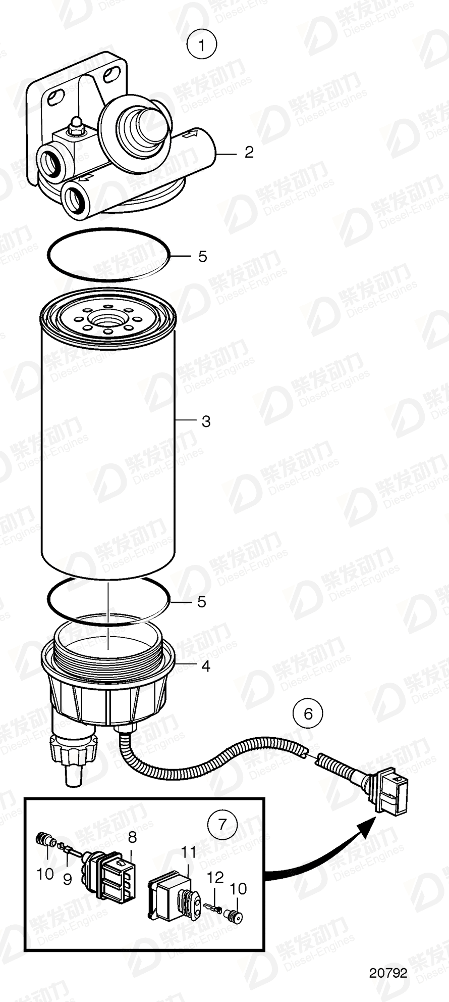 volvo penta Fuel filter 21409660 Drawing volvo penta Fuel filter 21409660 Drawing